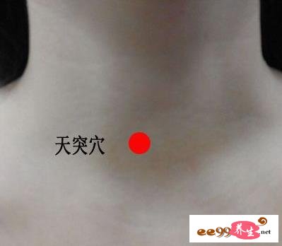 天突穴在颈部位置的前正中线上 天突穴,咽炎