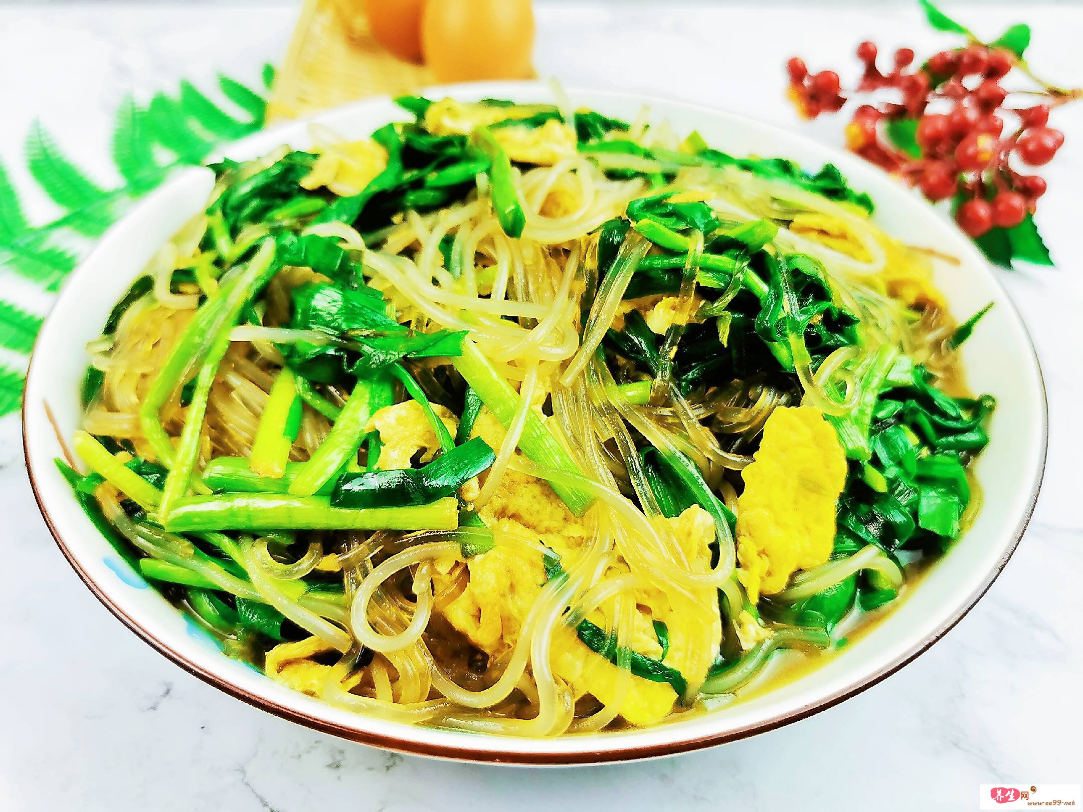 菠菜鸡蛋炒粉丝
